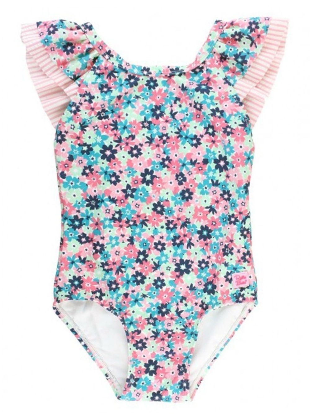 Ruffle Butts Ruffle V-Back with Bow One Piece in Water Lilies Size 2T